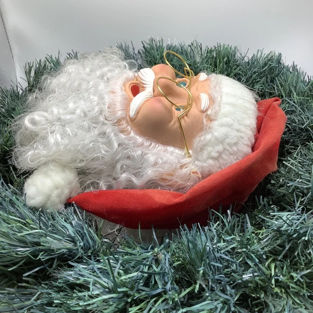 VTG Fiber Optic Christmas Wreath w/‎ Santa Clause Face For Decoration/Parts Only